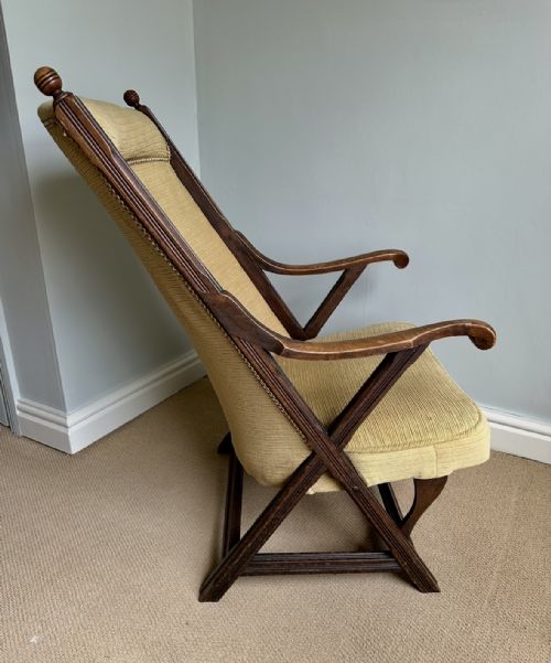 AESTHETIC PERIOD MAHOGANY UPHOLSTERED ARMCHAIR - ADDITIONAL PHOTO 1