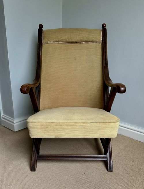 AESTHETIC PERIOD MAHOGANY UPHOLSTERED ARMCHAIR - ADDITIONAL PHOTO 5