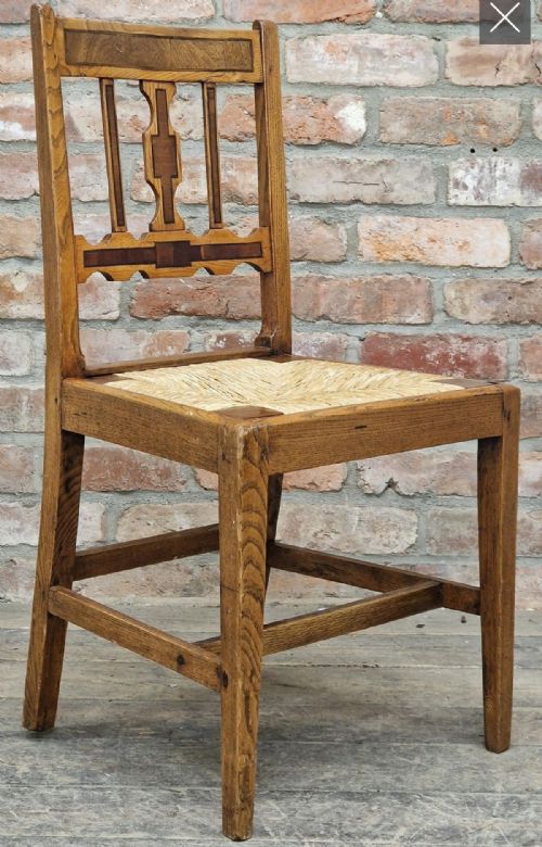 ANTIQUE ELM CHAIRS WITH DROPIN RUSH SEATS - ADDITIONAL PHOTO 1