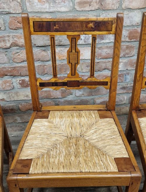 ANTIQUE ELM CHAIRS WITH DROPIN RUSH SEATS - ADDITIONAL PHOTO 2
