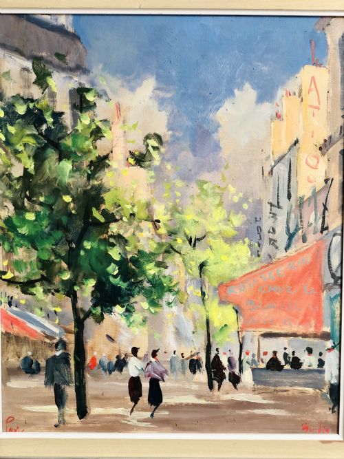 PARISIAN SCENE MIDCENTURY OIL PAINTING - ADDITIONAL PHOTO 2