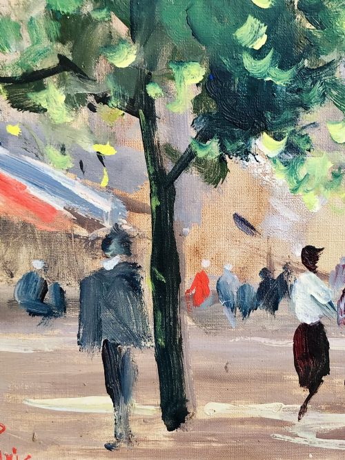 PARISIAN SCENE MIDCENTURY OIL PAINTING - ADDITIONAL PHOTO 3