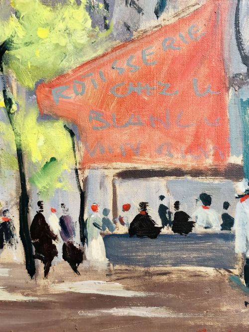 PARISIAN SCENE MIDCENTURY OIL PAINTING - ADDITIONAL PHOTO 5