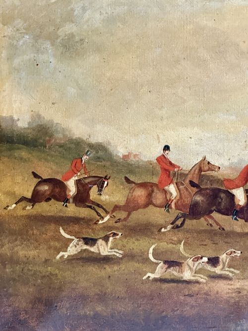 ENGLISH FOX HUNT WITH HORSES HOUNDS OIL PAINTINGBY PHILIP HENRY RIDEOUT 18501920 C1892 - ADDITIONAL PHOTO 2