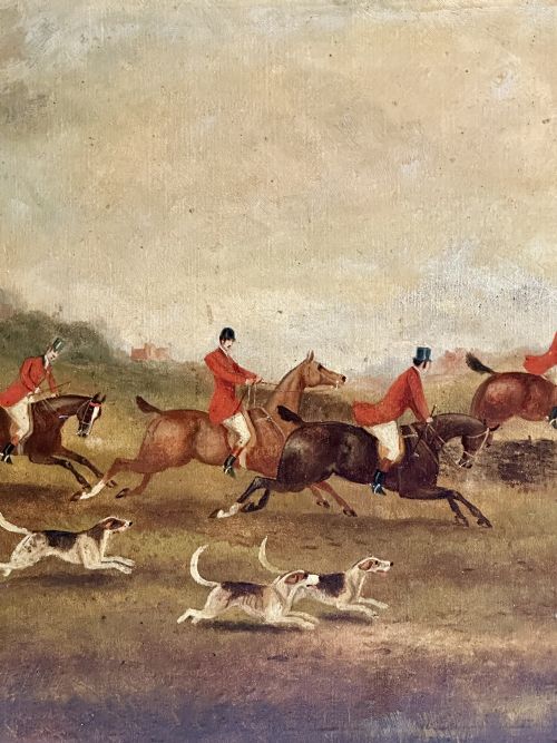 ENGLISH FOX HUNT WITH HORSES HOUNDS OIL PAINTINGBY PHILIP HENRY RIDEOUT 18501920 C1892 - ADDITIONAL PHOTO 3