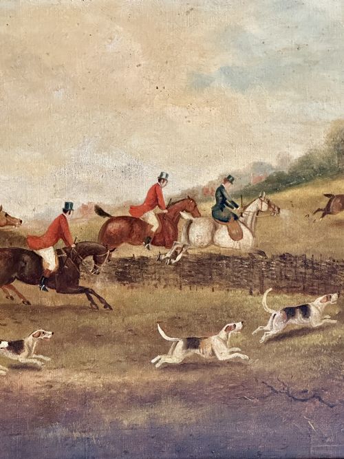 ENGLISH FOX HUNT WITH HORSES HOUNDS OIL PAINTINGBY PHILIP HENRY RIDEOUT 18501920 C1892 - ADDITIONAL PHOTO 4