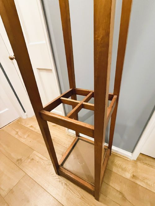 ARTS CRAFTS OAK COAT UMBRELLA STAND BY GW EVANS LONDON - ADDITIONAL PHOTO 2