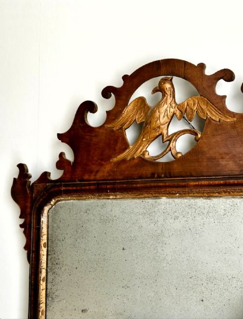 LARGE GEORGIAN WALNUT FRET MIRROR - ADDITIONAL PHOTO 1