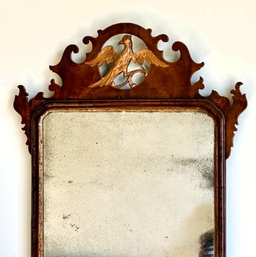 LARGE GEORGIAN WALNUT FRET MIRROR - ADDITIONAL PHOTO 3