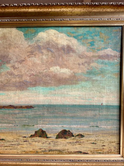 ST IVES SCHOOL OIL PORTHMEOR BEACH 1924 SIGNED EXHIBITED - ADDITIONAL PHOTO 4