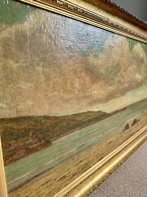 ST IVES SCHOOL OIL PORTHMEOR BEACH 1924 SIGNED EXHIBITED - ADDITIONAL PHOTO 1