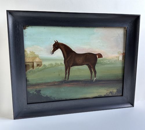 18TH CENTURY HORSE PAINTING OIL ON PINE PANEL SIGNED W WILLIAMS PINXIT 1791 ATTRIBUTED WILLIAM WILLIAMS 17271791 - ADDITIONAL PHOTO 1