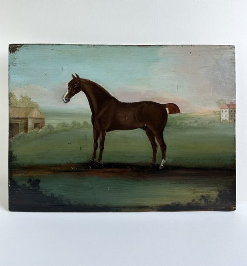 18TH CENTURY HORSE PAINTING OIL ON PINE PANEL SIGNED W WILLIAMS PINXIT 1791 ATTRIBUTED WILLIAM WILLIAMS 17271791 - ADDITIONAL PHOTO 2