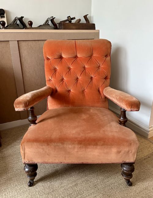 19th century howard style open armchair - CATEGORY: ANTIQUE CHAIRS - DATED 19TH CENTURY