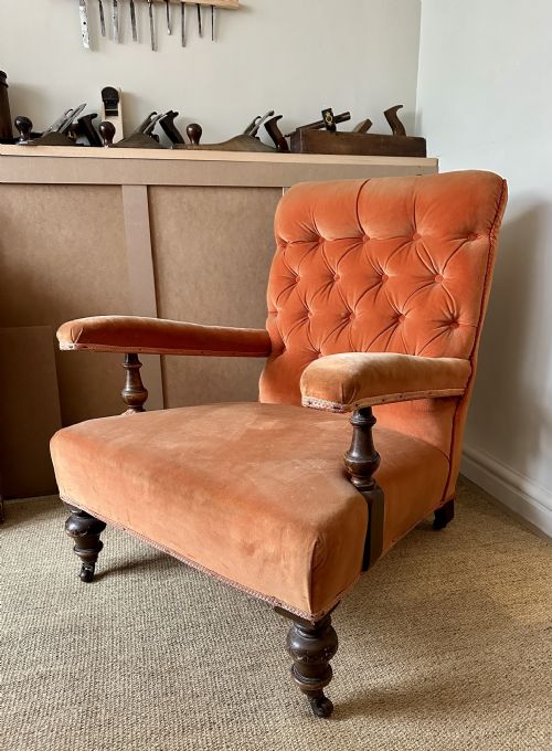 19TH CENTURY HOWARD STYLE OPEN ARMCHAIR - ADDITIONAL PHOTO 1