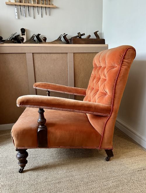 19TH CENTURY HOWARD STYLE OPEN ARMCHAIR - ADDITIONAL PHOTO 2