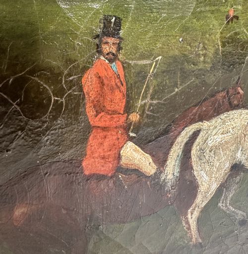 ANTIQUE ENGLISH FOX HUNTING SCENE OIL ON CANVAS CIRCA 1840 - ADDITIONAL PHOTO 3