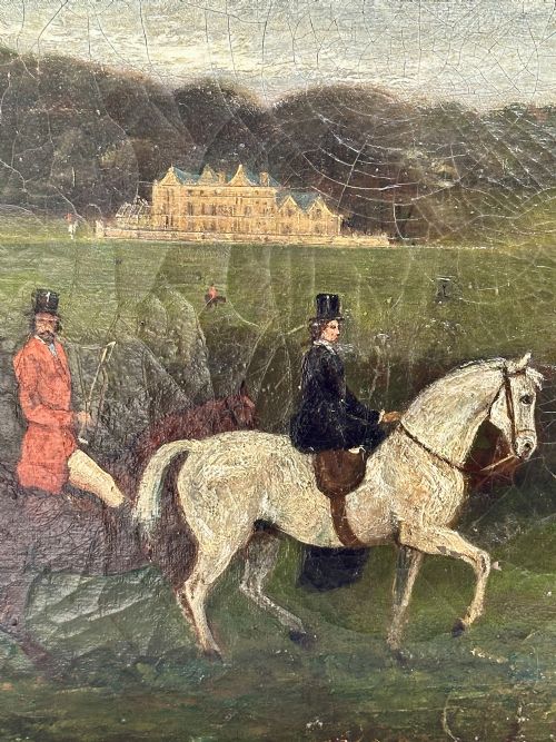 ANTIQUE ENGLISH FOX HUNTING SCENE OIL ON CANVAS CIRCA 1840 - ADDITIONAL PHOTO 5