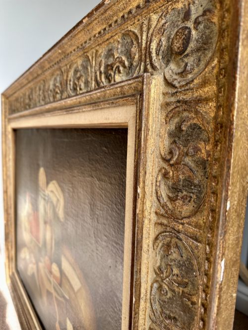 LARGE ANTIQUE SPANISH STILL LIFE OIL PAINTING FISH FRUIT GAME BIRDS 19TH CENTURY - ADDITIONAL PHOTO 5