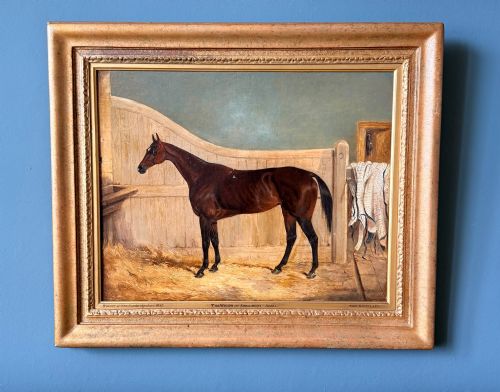 THOMAS WALKER BRETLAND 18021874 SPORTING HORSE PORTRAIT OIL PAINTING OF CAMBRIDGESHIRE 1847 WINNER
