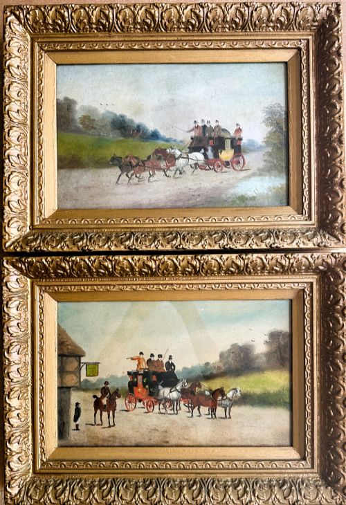 PAIR OF EDWARDIAN COACHING OILS BY PHILIP RIDEOUT BRITISH 18601920