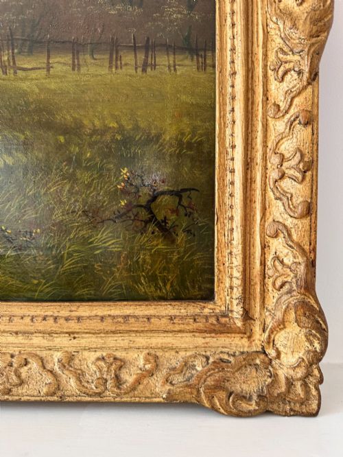 EDWARD PRIESTLEY 18201880 OIL ON CANVAS HORSES RUNNING IN A LANDSCAPE WITH STEAM LOCOMOTIVE - ADDITIONAL PHOTO 4
