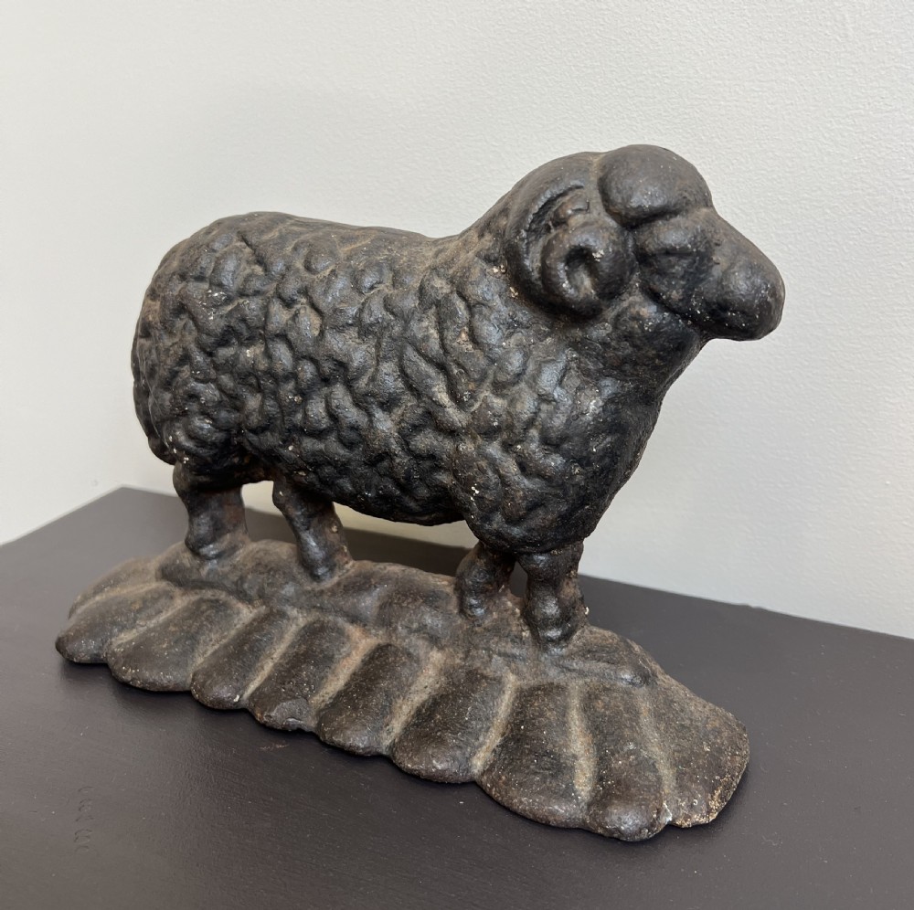 19th Century Cast Iron Doorstop - Ram View V