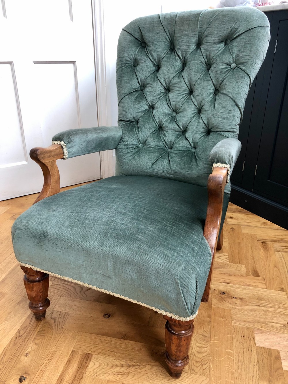 Antique Upholstered Open Armchair View III