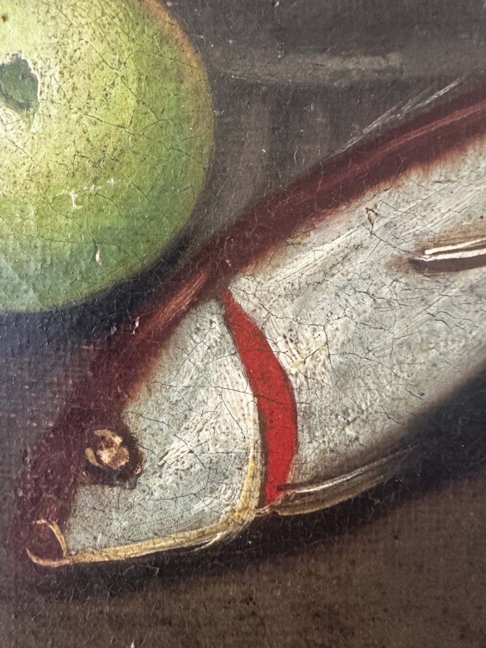 Large Antique Spanish Still Life Oil Painting - Fish, Fruit & Game Birds - 19th Century View IX