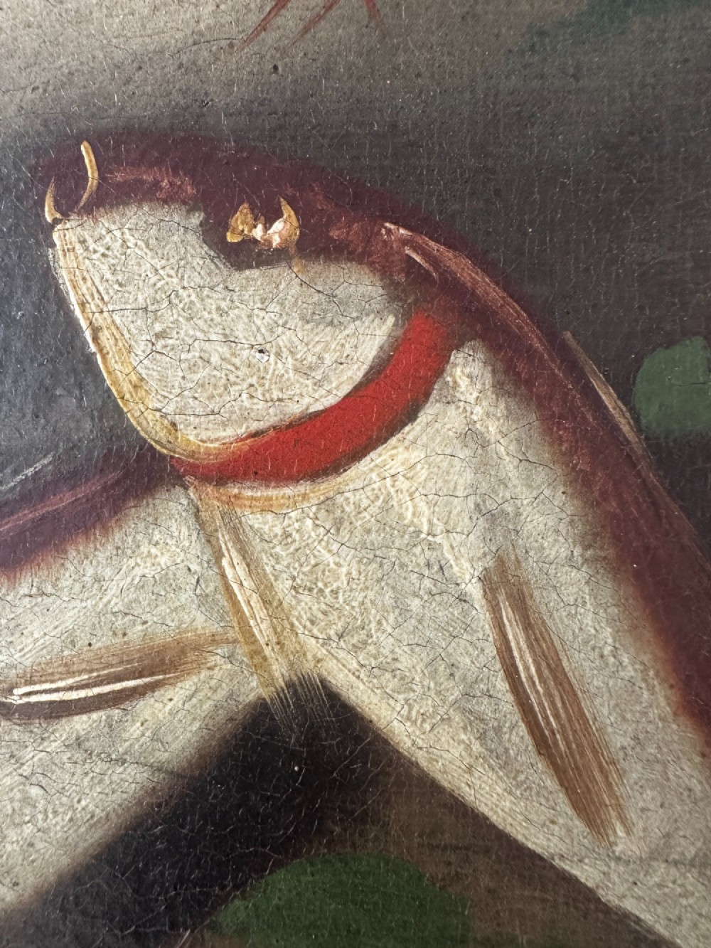 Large Antique Spanish Still Life Oil Painting - Fish, Fruit & Game Birds - 19th Century View X