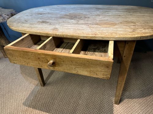 PALE ANTIQUE WALNUT OVAL ENDED RUSTIC DINING TABLE - ADDITIONAL PHOTO 2