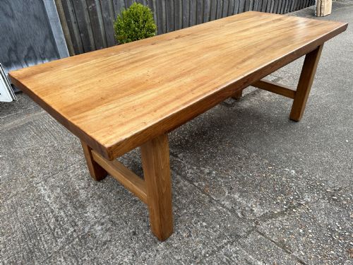 ANTIQUE PALE ELM FARMHOUSE TABLE - ADDITIONAL PHOTO 3