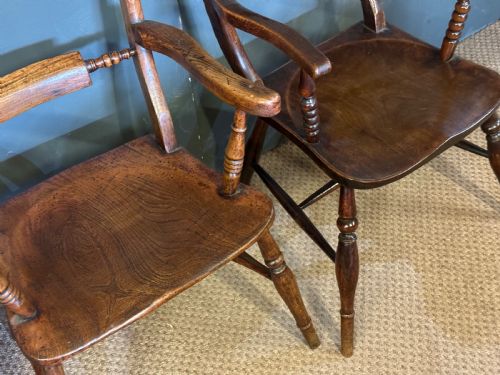 TWO ANTIQUE WINDSOR CARVER CHAIRS - ADDITIONAL PHOTO 2