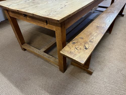 LARGE EARLY 19TH CENTURY ELM FARMHOUSE TABLE - ADDITIONAL PHOTO 3