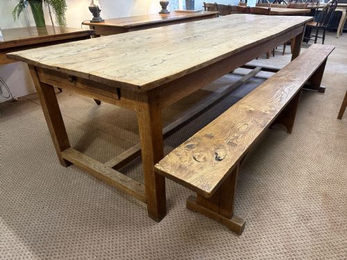 LARGE EARLY 19TH CENTURY ELM FARMHOUSE TABLE - ADDITIONAL PHOTO 5