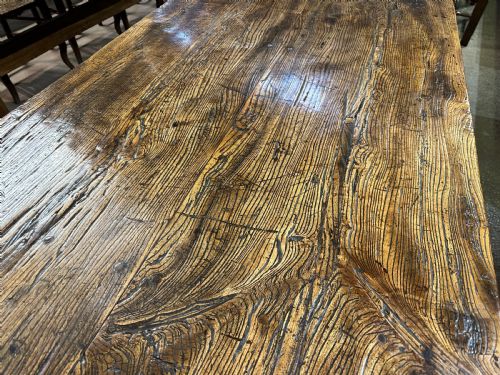 18TH CENTURY WELSH ELM 8FT FARMHOUSE TABLE - ADDITIONAL PHOTO 5