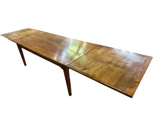 large antique cherry double draw leaf table - CATEGORY: ANTIQUE TABLES - DATED 1850
