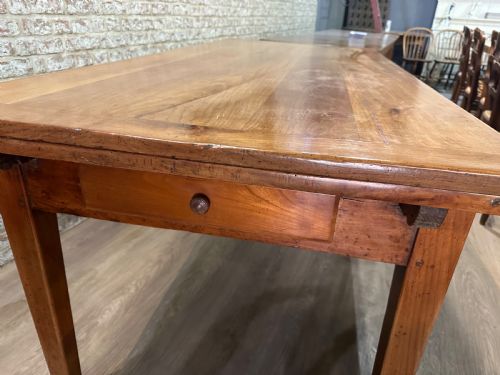 LARGE ANTIQUE CHERRY DOUBLE DRAW LEAF TABLE - ADDITIONAL PHOTO 2