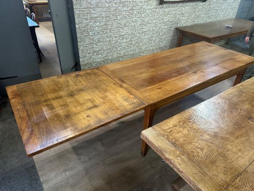 LARGE ANTIQUE CHERRY DOUBLE DRAW LEAF TABLE - ADDITIONAL PHOTO 4