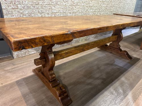 ANTIQUE SINGLE PLANK TOP TRESTLE DINING TABLE - ADDITIONAL PHOTO 3