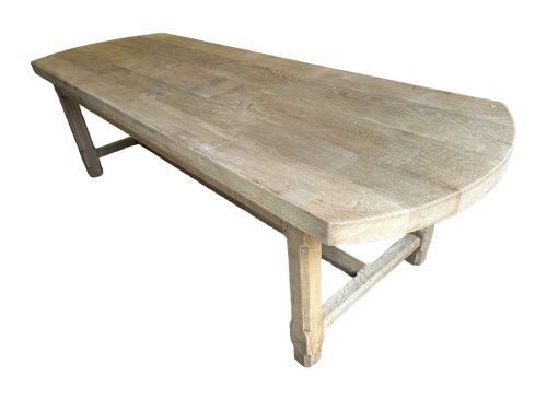 Oval Ended Pale Bleached Oak Refectory Table