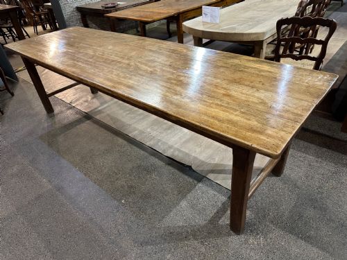 19TH CENTURY BEECH DINING TABLE WITH END STRETCHER - ADDITIONAL PHOTO 4