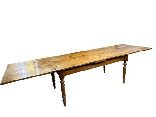 19th century pale cherry double extending farmhouse table - CATEGORY: ANTIQUE TABLES - DATED 19TH CENTURY