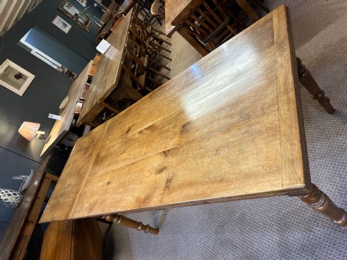 19TH CENTURY PALE CHERRY DOUBLE EXTENDING FARMHOUSE TABLE - ADDITIONAL PHOTO 1