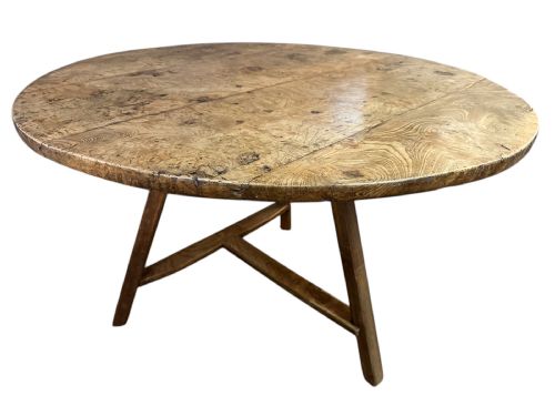 antique round tilt top burr ash cricket table - CATEGORY: ANTIQUE TABLES - DATED 19TH CENTURY