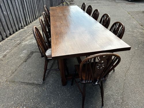 ANTIQUE 3M OAK FARMHOUSE TABLE - ADDITIONAL PHOTO 4