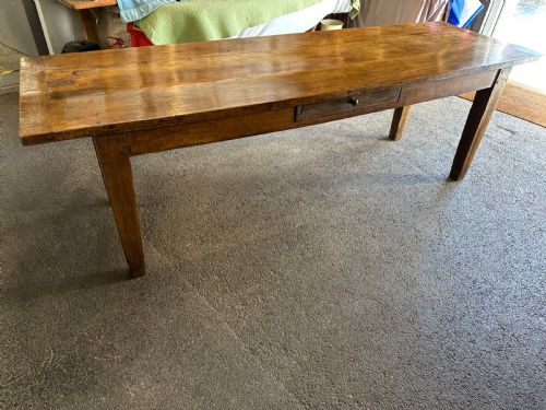 19TH CENTURY BEECH FARMHOUSE TABLE WITH DRAWER - ADDITIONAL PHOTO 1