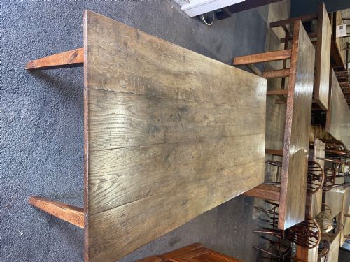 ANTIQUE SMALL PALE OAK FARMHOUSE TABLE - ADDITIONAL PHOTO 2