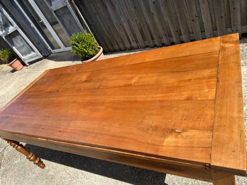 19TH CENTURY CHERRY DOUBLE EXTENDING DINING TABLE WITH DRAWER - ADDITIONAL PHOTO 1