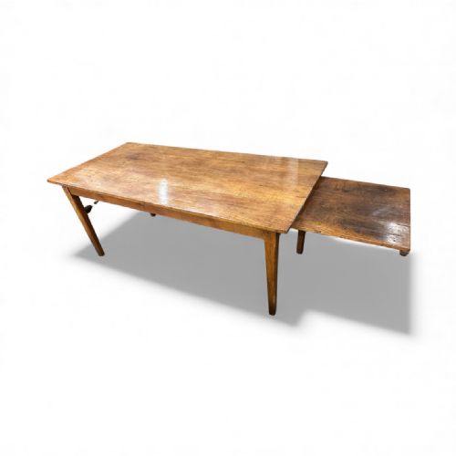19th century rustic cherry farmhouse table with breadside - CATEGORY: ANTIQUE TABLES - DATED 19TH CENTURY